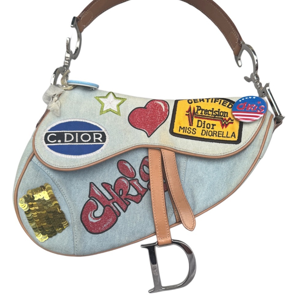 DIOR Diorella Saddle Shoulder Bag Denim RARE